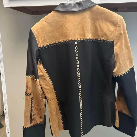 Alberto Makali Black and Tan Patchwork Blazer - Picture 3 of 3